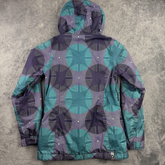 Burton DRYRIDE Jacket Womens 11 Purple Teal The White Collection Hooded Ski Snow - Picture 5 of 13